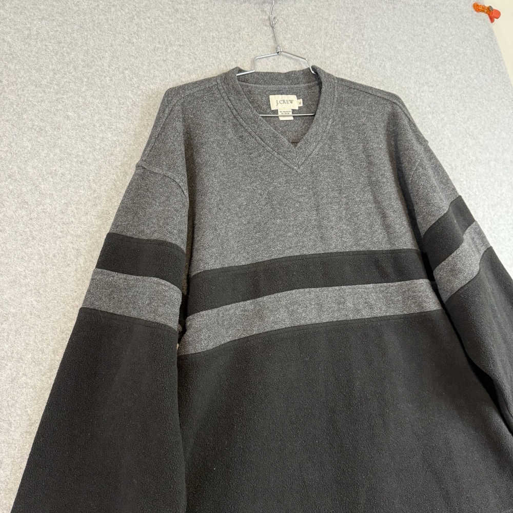 Vintage J crew sweater mens XL‎ gray striped pullover fleece long sleeve Y2K - Picture 2 of 7